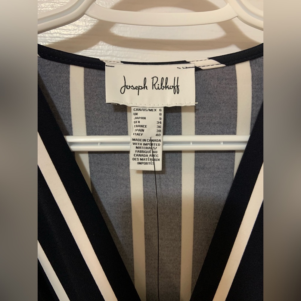 NEW 🇨🇦 Joseph Ribkoff Navy and White Striped Midi Dress - Picture 6 of 9